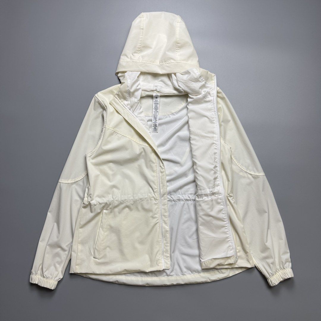 Lululemon - Packable On The Fly Zip Up Jacket (Category: Coats, Jackets and Outerwear) located in Quezon City. Submitted by japon_rose (Listing ID 1470230434, Image 2). Description: READ DESCRIPTION FIRST BEFORE YOU START A DEAL GUARANTEED AUTHENTIC ❗️ Womens/ Lululemon - Packable On The Fly Zip Up Jacket Color: Cream White Size: 6 on tag (best fit to large) Length: 26 Width: 19.5 Shoulder: 16 Sleeves: 24.4 Hem: 23 (MEASURED IT BY INCHES) 9.5/10 