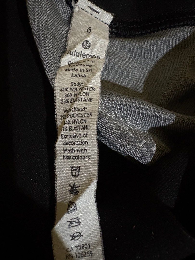 Lululemon Black Leggings (Category: Activewear) located in Muntinlupa City. Submitted by jane226ph (Listing ID 1470294616, Image 3). Description: Original Lululemon Classic Black Size 6 High rise waist Purchased in store Sold as is .
