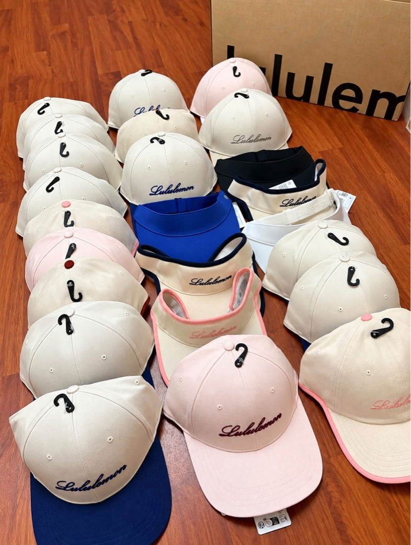 Lululemon Hats and Visors (Category: Caps & Hats) located in Silang. Submitted by collectionbyrk (Listing ID 1470243105, Image 2). Description: - Brand: Lululemon - Items: Caps and athletic visors - Colors: White, pink, blue, black, and more - Condition: Brand new with tags attached on several pieces - Styles: Classic baseball caps with embroidered logos and contrast-trim visors - Ideal for: Gym workouts, running, or everyday casual wear - Purcha