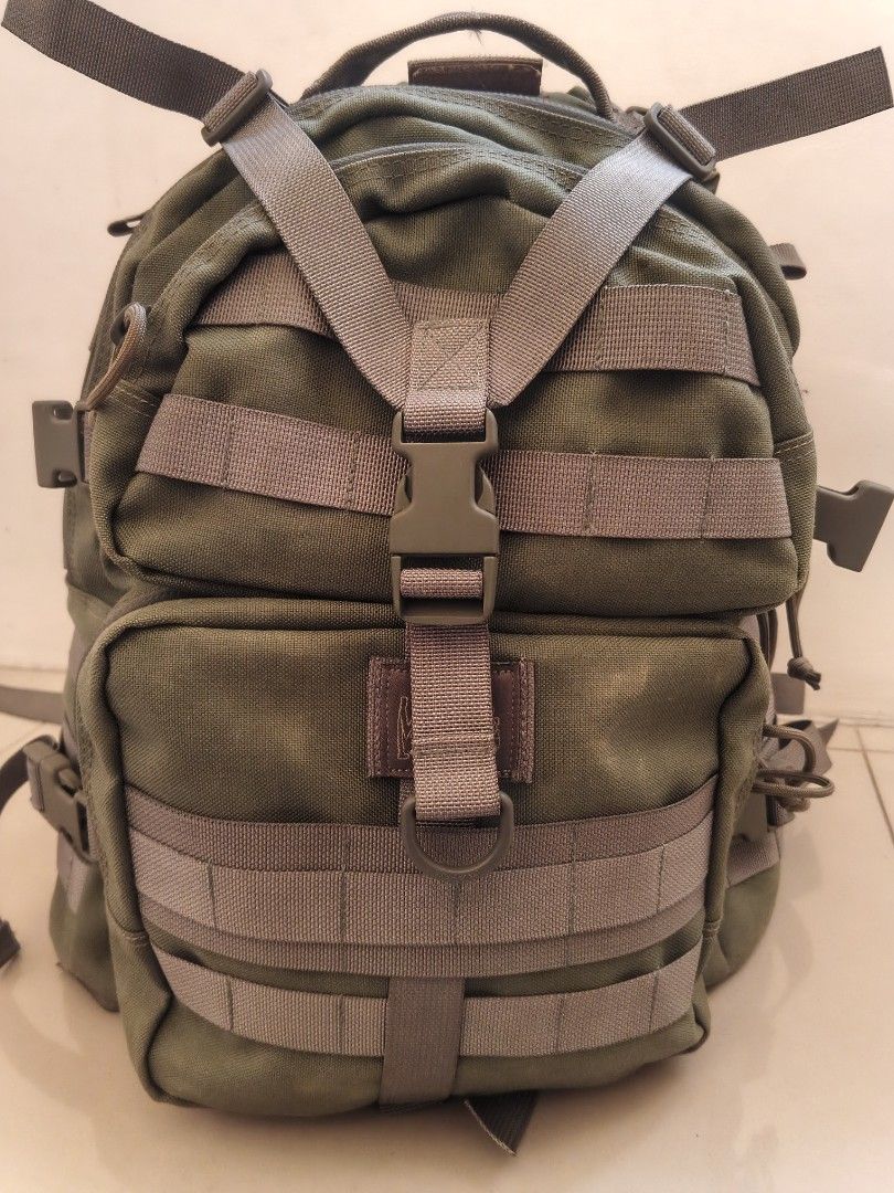 Magforce International Tactical Olive Green Backpack (Category: Backpacks) located in Tanza. Submitted by antares0048 (Listing ID 1470197094, Image 1). Description: NO ISSUE - Authentic Magforce International backpack in solid olive green - Rugged, heavy-duty fabric and robust hardware built to last - Multiple exterior zippered compartments for organized storage - MOLLE webbing and D-rings for attaching extra gear - Comfortable adjustable padded 