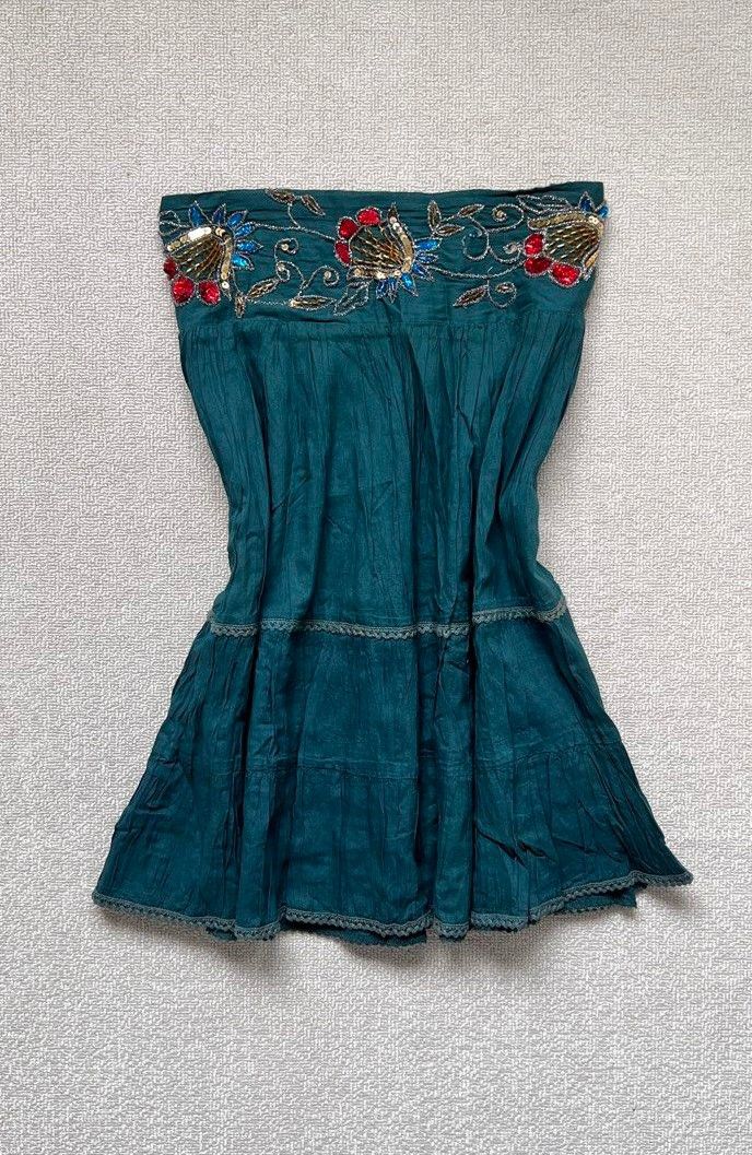 MAGIC Teal Beaded whimsy bohemian midi skirt (Category: Dresses) located in Macabebe. Submitted by cheeseoreo (Listing ID 1470232050, Image 1). Description: waist 31-32" length 21" best worn if mid waist :) bought this online but doesn't fit me so I haven't worn it yet! color may vary due to lighting 📍Pampanga 🛻 J&T Brand: MAGIC.