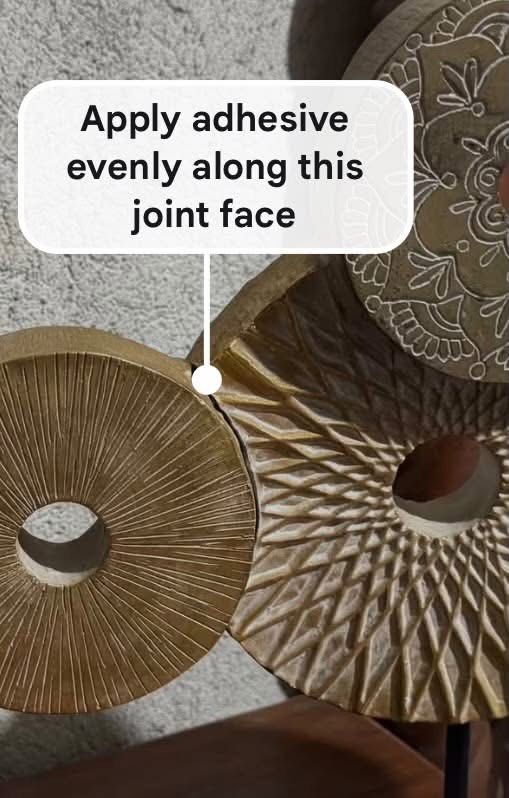Mandaue Foam Multi Ring Table Top Decor. As is (Category: Wall Decor) located in Cainta. Submitted by elainelawenko (Listing ID 1470264204, Image 3). Description: - Brand: Mandaue Foam - Item: Circle polyresin table top decor with sturdy black base - Dimensions: 23.5" x 4" x 14" - Condition: Has a crack at the joint between two rings, needs adhesive to fix (Selling as-is) - Original Price: ₱2,655 - Selling Price: ₱1,000 only.