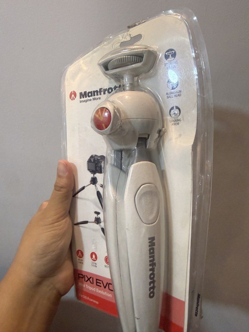 Manfrotto PIXI EVO Mini Tripod White (Category: Tripods & Monopods) located in San Mateo. Submitted by tiktok.tiktok (Listing ID 1470195008, Image 3). Description: - Brand new and 100% unopened in original retail packaging - Sleek white design, proudly designed in Italy - Durable aluminium construction for the ball head and legs - Adjustable two-section legs with 5 flexible position angles - Supports up to 2.5kg of camera or phone gear - Includes