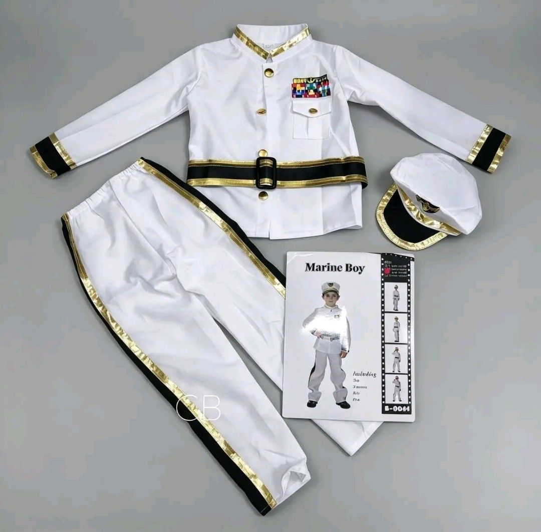 Marine Boy Custome For Kids (Category: Babies & Kids Fashion) located in Manila. Submitted by viashop02 (Listing ID 1470302920, Image 3). Description: Marine Boy Costume For Kids ✅ Included: Longsleeve,Hat,Belt Price: 850 ✅Size: (3-5yrs)(5-7yrs)(7-9yrs)(10-12yrs) 🛳️Actual photo is posted 🛳️ Made in Bangkok 🛳️ Good quality ✅Cash on delivery via lalamove.
