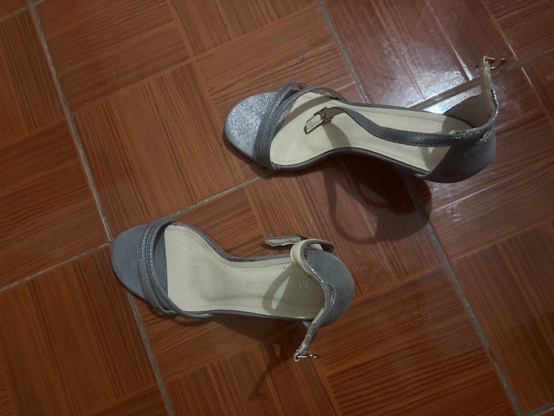 Mario D'boro Silver Pewter Heels Size 38 (Category: Heels) located in Manila. Submitted by bingkiecha (Listing ID 1470203107, Image 2). Description: - Brand: Mario D'boro - Style: Strappy stiletto heels with ankle buckle closure - Color: Pewter silver - Size: 38 (Standard fit) - Inclusion: Original box from SM Store - Ideal for: Parties, weddings, and formal night outs.