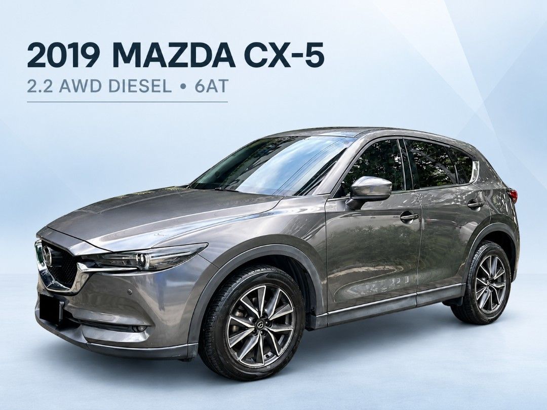 Mazda CX-5 2.2 AWD 6AT Diesel (A) (Category: Used Cars) located in Quezon City. Submitted by nathaniel.adam (Listing ID 1470243400, Image 1). Description: 2019 Mazda CX-5 2.2 AWD Diesel AT 💰 ₱820,000.00 Slightly Negotiable 📍 Quezon City - First owned, locally purchased - 34,708 miles (~55,857 km) - Machine Gray, black leather interior - Fully paid, complete OR/CR, registered 2026 - Regularly maintained; last PMS Oct 2026 - Rack & pinion replace