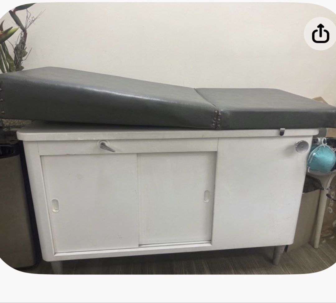Medical Examination Table with Cabinet Base (Category: Medical Supplies & Tools) located in Makati City. Submitted by ng_clutter225 (Listing ID 1470243840, Image 1). Description: For Sale: Pre-Owned Hamilton Examination Bed & Storage Cabinet Item Type: Medical Examination Bed / Treatment Table with Built-in Storage Base Cabinet Condition: Pre-owned, As-Is (Seldom used for the past 10 years; shows normal signs of cosmetic wear, tear, and minor rus