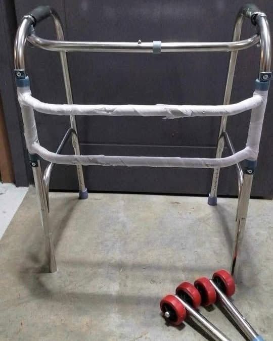 Medical Folding Walking Frame with Wheels (Category: Medical Supplies & Tools) located in Manila. Submitted by hailidavid_48723a (Listing ID 1470211442, Image 2). Description: - Adjustable height sturdy metal walking frame - Includes front wheels for smooth movement and rubber tips for stationary use - Comfortable hand grips for secure daily support - Folds flat easily for compact storage and transport - Brand new with protective wrapping still o