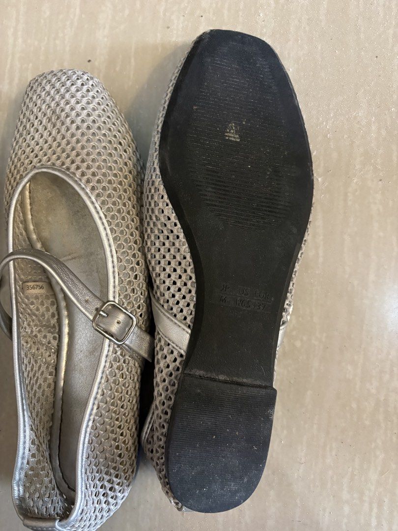 Mesh Mary Jane Flats - Silver and Black Pair (Category: Flats & Sandals) located in Pasay City. Submitted by curatedclearout (Listing ID 1470177879, Image 2). Description: - Product: Mesh Mary Jane flats (Set of 2 pairs - Silver & Black) - Sizes: Silver is Size M / US W6.5 / EUR 37; Black is Size L / US W7.5 / EUR 38 - Design: Breathable mesh with classic buckle strap across the top - Sole: Flat heel with textured rubber for better grip - Style: 