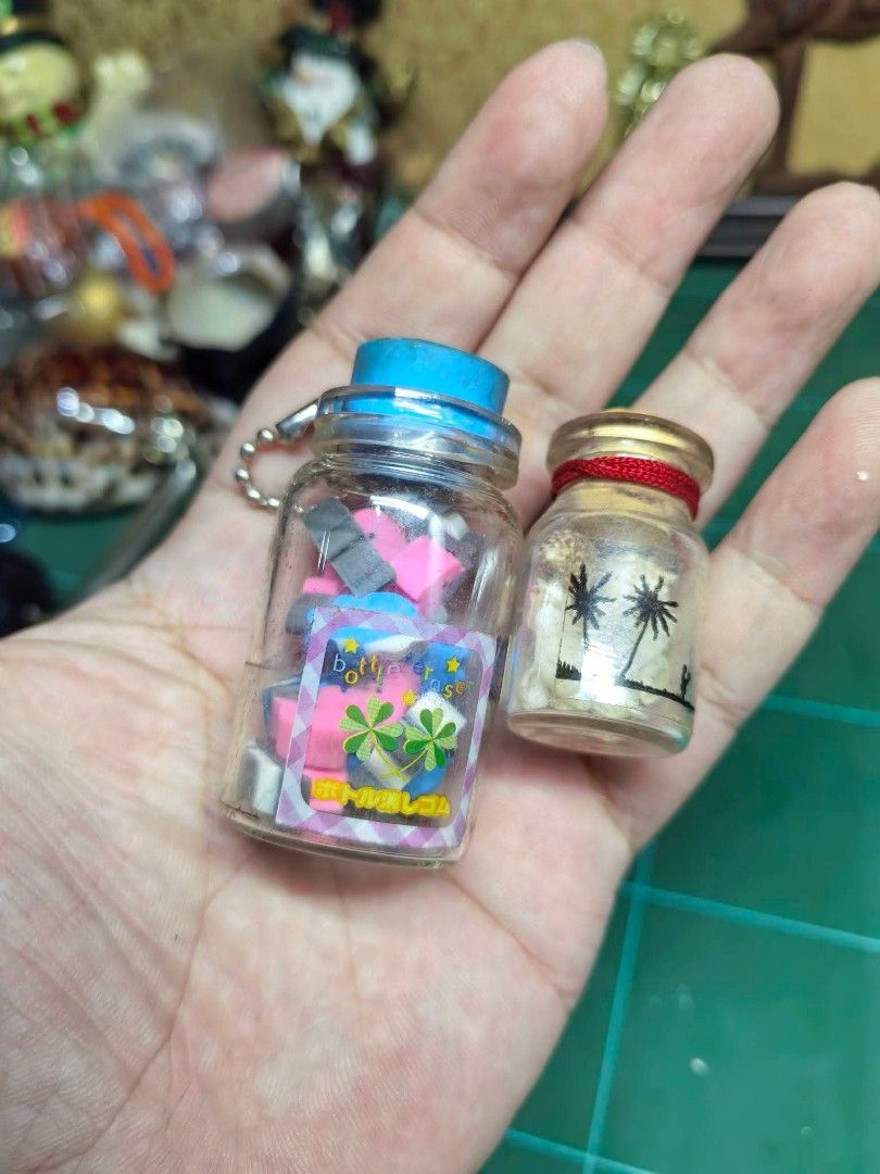 Miniature Bottle Collection Eraser & Tropical Bottle (Category: Other Home Decor) located in Cebu City. Submitted by dudes_villanueva (Listing ID 1470249462, Image 1). Description: Miniature Bottle Collection Eraser & Tropical Bottle In good condition as is where is.