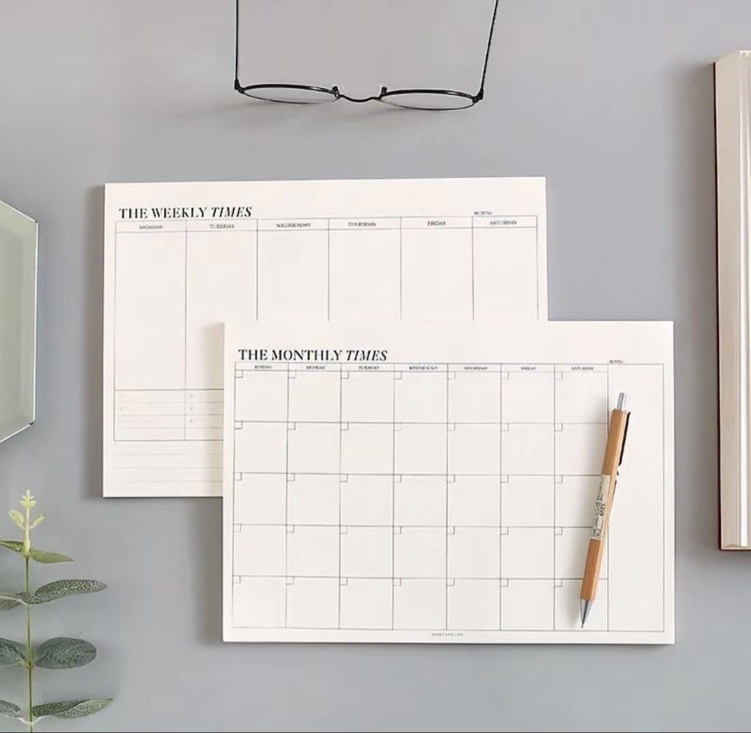 Minimalist Monthly and Weekly Planner Notepad 60 Sheets (Category: Stationery & School Supplies) located in Baguio. Submitted by declutterbycys (Listing ID 1470252521, Image 1). Description: - Type: Monthly and Weekly Planner Notepads - Paper: 60 sheets of smooth Dowling paper (bleed-proof for all pens) - Size: 245mm x 175mm - Design: Clean minimalist style with black grids - Best for: Daily scheduling, aesthetic desk setups, and office productiv