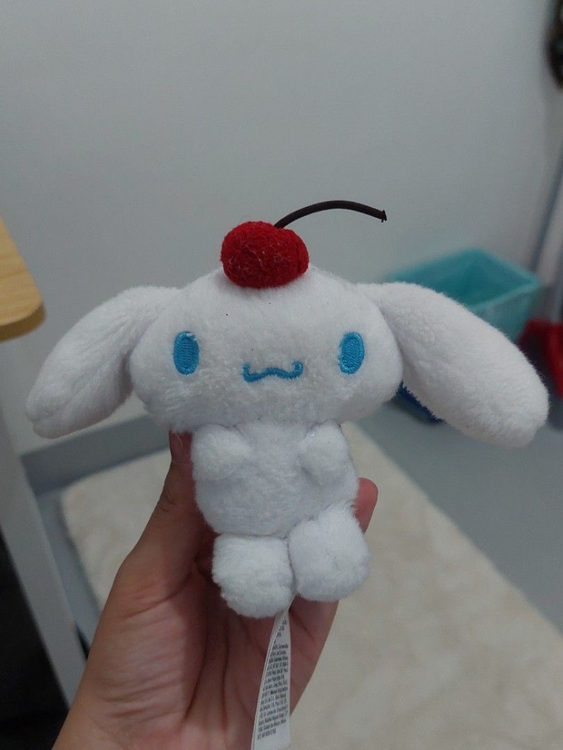 Miniso Cinnamoroll Cherry Plush Keychain (Category: Plushies & Soft Toys) located in Cebu City. Submitted by supernico (Listing ID 1470175051, Image 2). Description: Authentic Miniso Sanrio Cinnamoroll plush keychain holding a red cherry. Super fluffy with original tag and handy blue clip. Perfect for your bags or keys! -With Whale keychain Freebie.