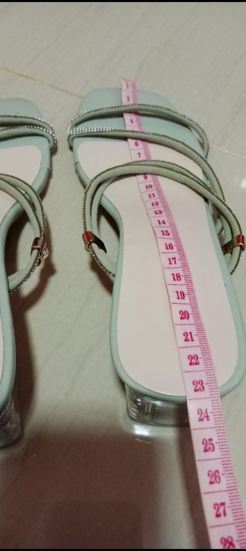 Mint Green Rhinestone Strap Clear Block Heels (Category: Heels) located in Mangaldan. Submitted by closetqwin (Listing ID 1470198225, Image 2). Description: -See 2nd picture for measurements - Color: Mint Green - Style: Slip-on square toe mule heels with clear chunky block heel - Details: Sparkly rhinestone straps across the top - Never been worn -No box - Occasion: Perfect for parties, weddings, or dinners.