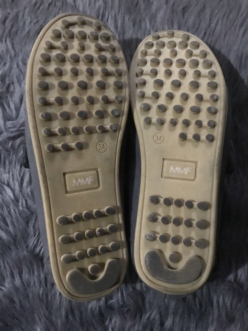 MMF Penny Loafers Grey Size 34 (Category: Babies & Kids Fashion) located in Paranaque City. Submitted by 1tsmerach (Listing ID 1470168792, Image 3). Description: MMF brand loafers in grey, size 34. Classic slip-on moccasin style with penny keeper strap across the top. Rubber pebble sole for good grip while walking. Neat contrast stitching around the toe seam. Inside collar shows code NERO 34 2313. Clean soles with minimal wear marks. BDO, BPI dep