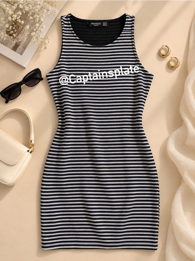 MNG MANGO Shift dress black&white stripes (Category: Dresses) located in Quezon City. Submitted by captainsplate (Listing ID 1470236862, Image 1). Description: 🤍 PRELOVED MANGO BASICS STRIPED DRESS Minimalist, chic, and effortlessly stylish! * Brand: Mango Basics * Size: EUR M / USA 6 / MEX M * Color: Black & White * Style: Sleeveless fitted striped dress i bought this during summer in spain Perfect for casual dates, coffee runs, and everyday ou
