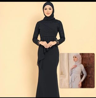 White Baju Kurung with Lace Detailing, Women's Fashion, Muslimah ...