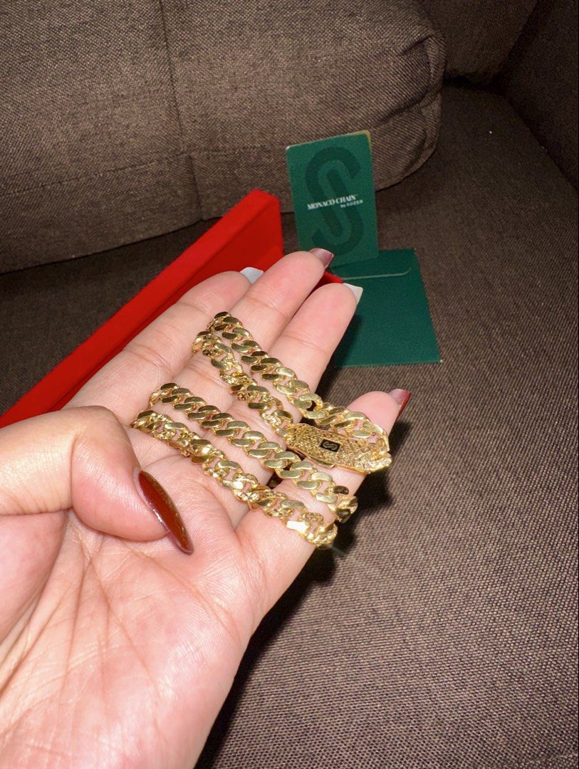 Monaco Chain by Sozer Gold Cuban Link Necklace (Category: Necklaces) located in Manila. Submitted by decluttergly (Listing ID 1470315224, Image 1). Description: Monaco Chain 18” 18k 18grams .