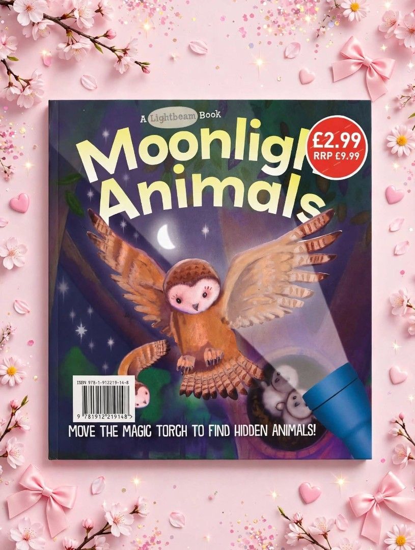 Moonlight Animals Lightbeam Book Childrens Interactive Storybook (Category: Children's Books) located in Manila. Submitted by clry.lvst (Listing ID 1470161033, Image 1). Description: - Title: Moonlight Animals (Lightbeam Book series) - Interactive feature: Move the magic torch to find hidden animals on every page - Cover design: Cute Owl - ISBN: 978-1-912219-14-8 - Condition: Pre-loved / Great for kids' bedtime reading and learning.