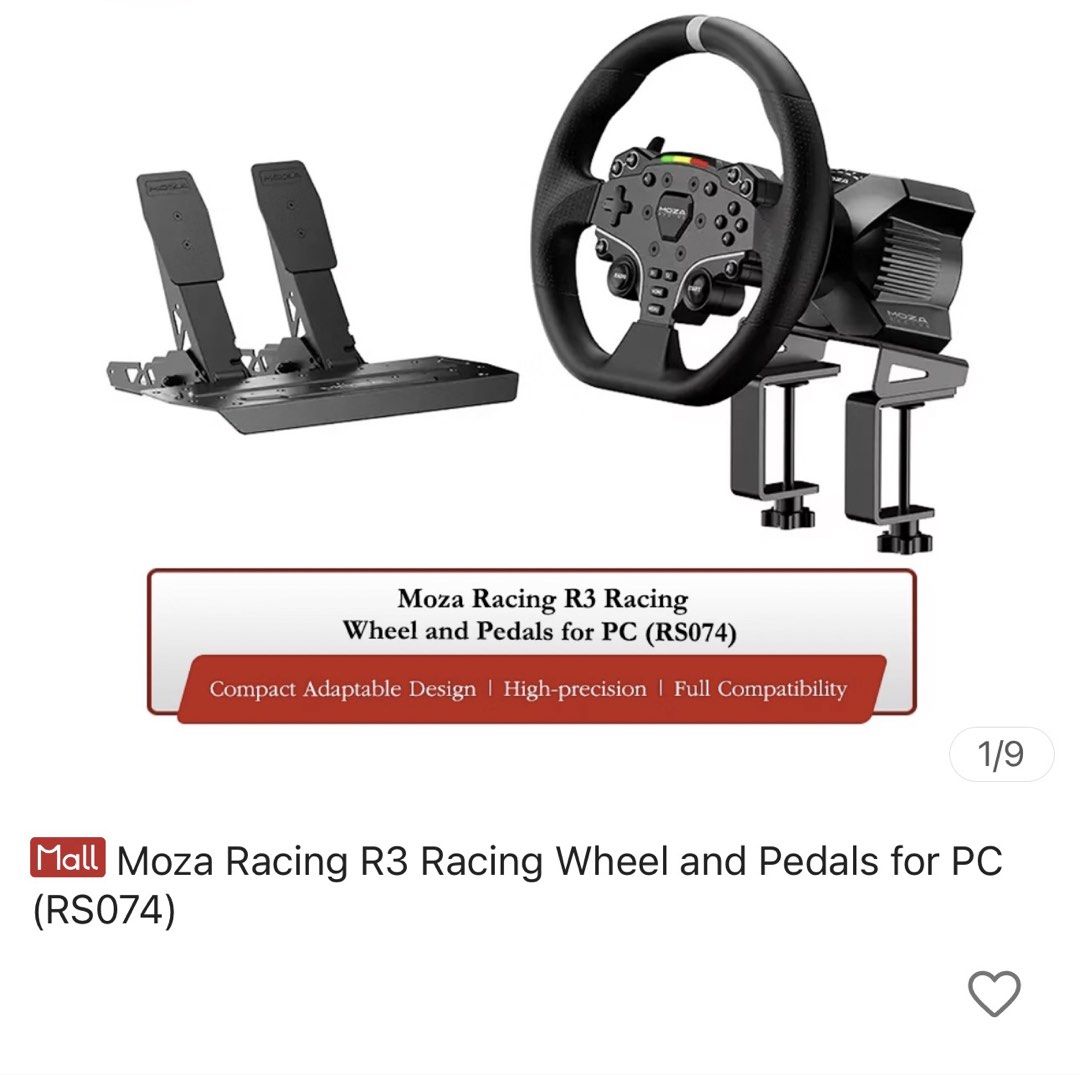 Moza Racing R3 Racing Wheel and Pedals for PC, Video Gaming, Gaming ...