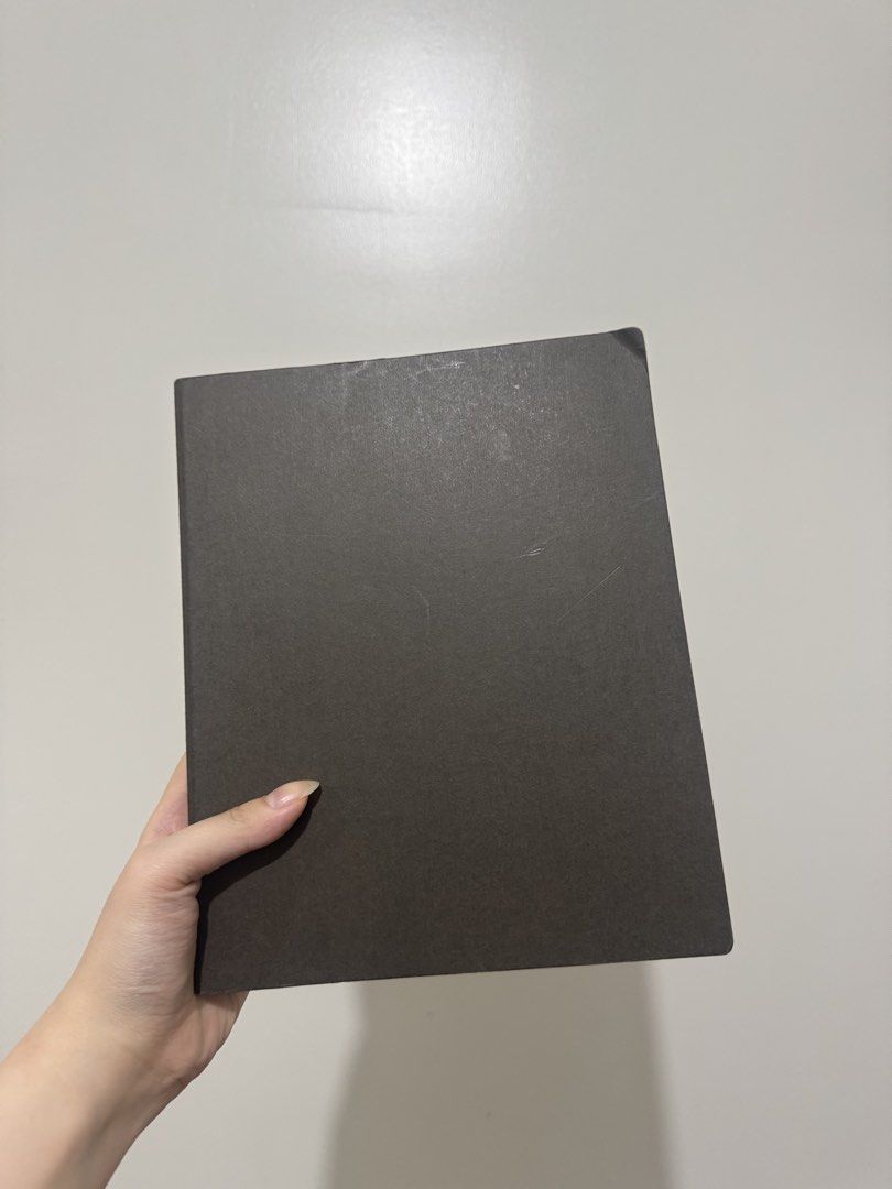 MUJI A5 20 Rings Binder Notebook Dark Grey (Category: Stationery & School Supplies) located in Manila. Submitted by ephtans (Listing ID 1470293534, Image 1). Description: - Brand: MUJI - Size: A5 - Color: Dark grey minimalist cardboard cover - Binding: 20-ring metal binder mechanism - Pages: Clean grid paper, ready for use - Condition: Good, with light scuffs and minor corner wear on the cover; original retail sticker attached inside the back cov