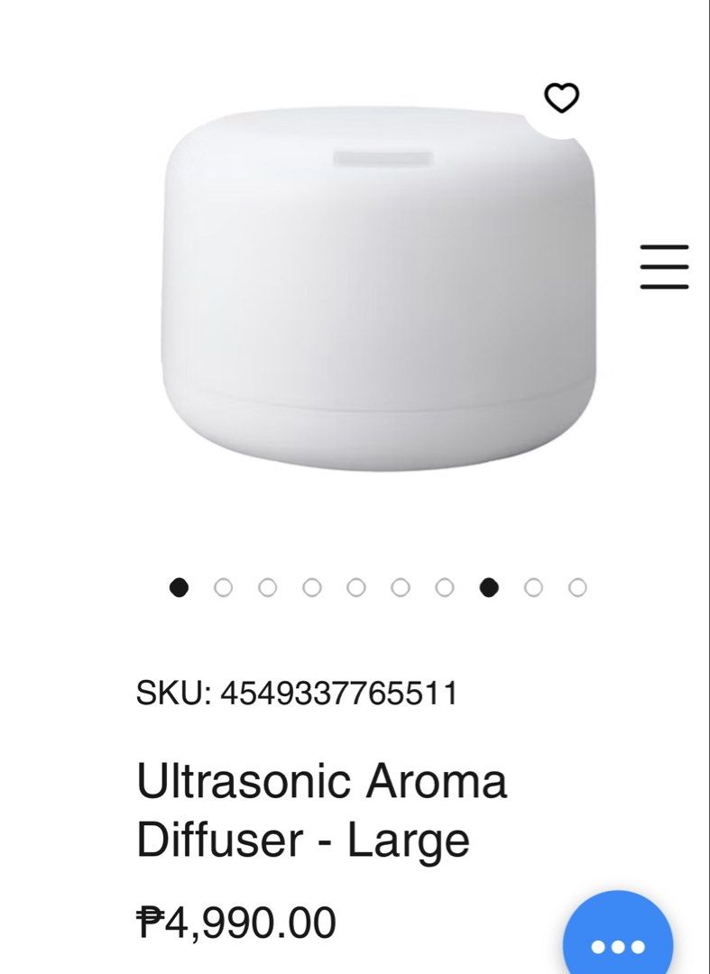 Muji ultrasonic aroma diffuser (Category: Home Fragrance) located in Pasig City. Submitted by jnzmrq1003 (Listing ID 1470248429, Image 1). Description: .