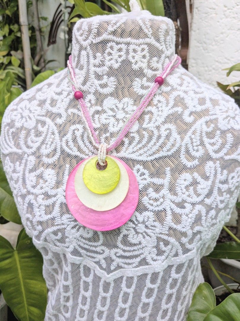 Multilayered Capiz Shells V2 Handcrafted Necklace (Category: Necklaces) located in Las Pinas. Submitted by amisells (Listing ID 1470224698, Image 2). Description: ⋆⊱༻𖥸༺⊰⋆ every piece in our collection is thoughtfully handcrafted using an exquisite selection of locally sourced natural materials! discover the beauty of authentic craftsmanship through coconut heishi beads, lumbang seed beads, bayong and gmelina wood beads, coco side-drill beads, on