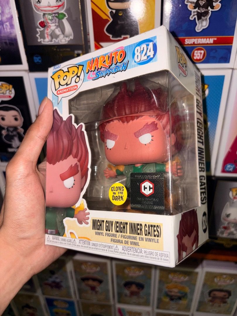 Naruto Funko Pop! Might Guy Eight Inner Gates #824 GITD CC (Category: Figurines & Statues) located in Marikina City. Submitted by spiderraff (Listing ID 1470156734, Image 1). Description: 8/10 box condition.