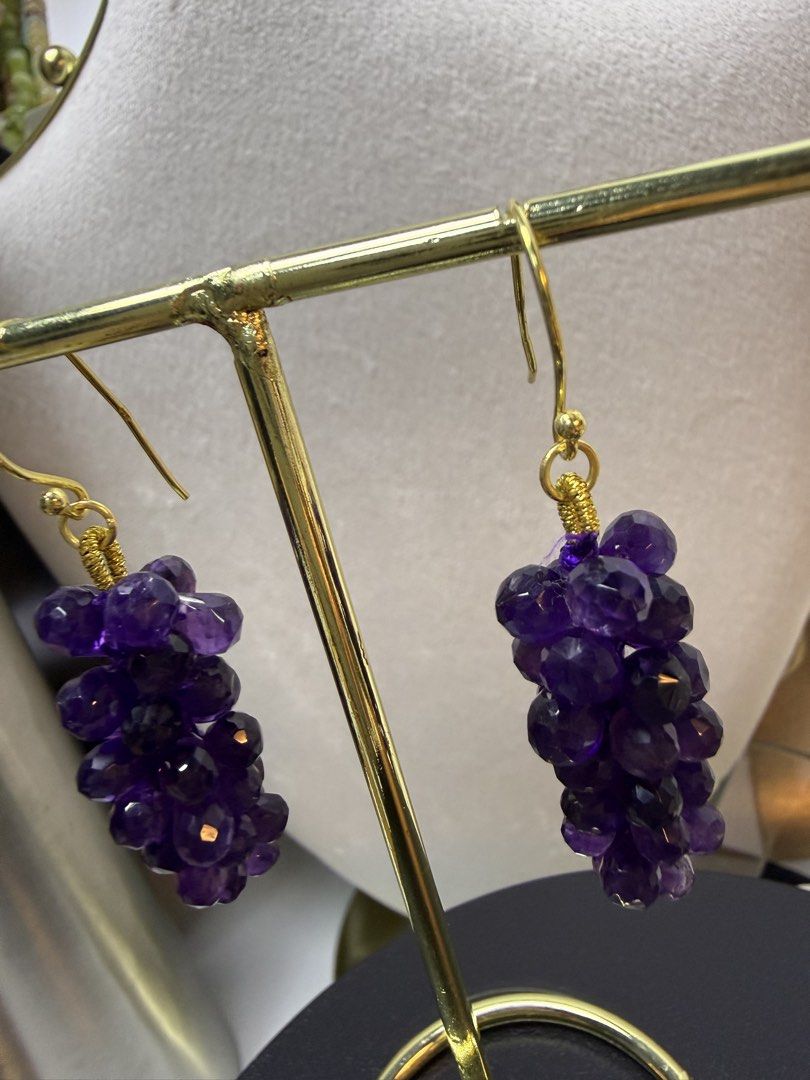 Natural Amethyst Cluster Earrings (Category: Earrings) located in Baguio. Submitted by mooi.kuryba (Listing ID 1470281742, Image 3). Description: Radiate elegance with our stunning Amethyst Cluster Dangling Earrings 💜 Featuring natural amethyst stones that catch the light beautifully, these earrings add a charming pop of colour to any outfit. Perfect for daily wear or special occasions, they’re the must-have accessory for gemstone lovers! 💎 Sho
