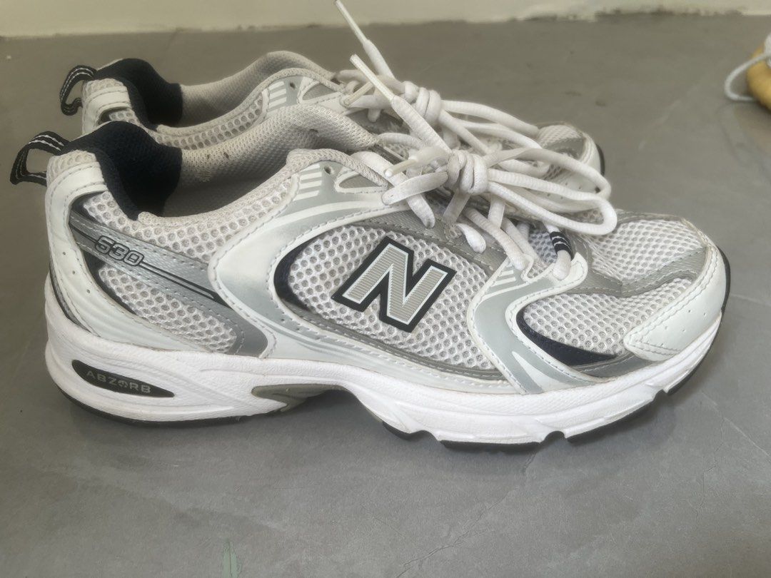 New Balance 530 White Silver Sneakers (Category: Sneakers) located in Bulacan. Submitted by jhemieee (Listing ID 1470192017, Image 1). Description: - Brand: New Balance - Model: 530 (White/Silver) - Size: US 5.5 Men / US 7 Women - Condition: Worn a few times, uppers and soles are still very clean - Features: Classic retro running design, breathable mesh with synthetic overlays, chunky ABZORB cushioned midsole - RFS: Decluttering closet.