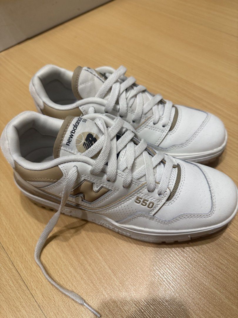 New Balance 550 — White & Beige (Category: Sneakers & Footwear) located in Pasig City. Submitted by kristenfinds (Listing ID 1470309709, Image 3). Description: Message for more details. 🤍.