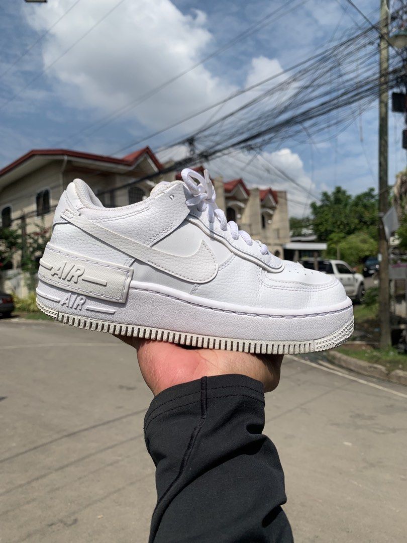Nike | air force 1 shadow / womens 5.5 • 36 (Category: Sneakers) located in Cebu City. Submitted by rarathriftedcb (Listing ID 1470191585, Image 1). Description: Nike ✅ Air Force 1 Shadow Triple white 🤍 Womens 5.5 ‼️ Euro 36 Cm 22.5 1,380pesos + sf 100 No box / pair only Location : cebu city Page : rara thrifted Jnt nationwide Message us 📩.