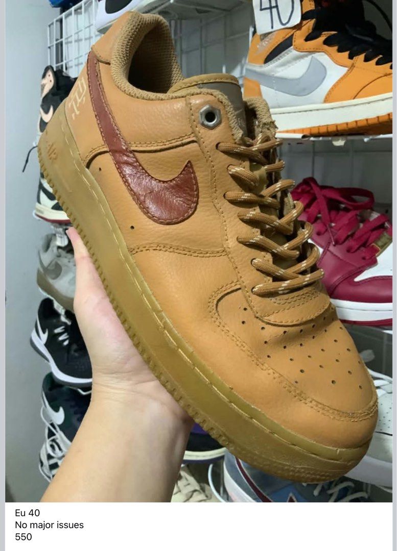 Nike Air Force 1 '07 WB Flax Wheat (Category: Sneakers) located in Caloocan City. Submitted by Twinsters_2nd (Listing ID 1470240980, Image 1). Description: - Brand: Nike Air Force 1 '07 WB - Color: Flax / Wheat Brown - Size: EU 40 - Material: Textured leather upper with perforated toe box - Sole: Classic monochrome gum sole - Laces: Includes tonal rope laces - Condition: Clean overall condition with no major issues - payment first, sh0pee checkou