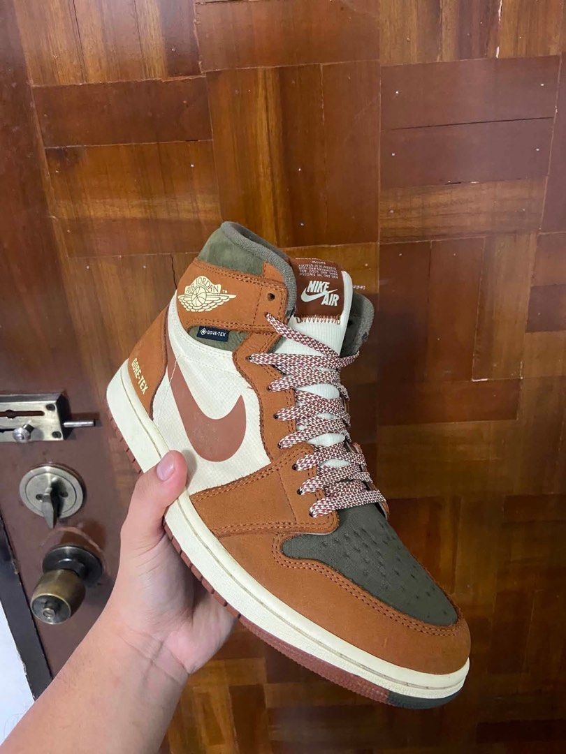 Nike Air Jordan 1 Element Gore-Tex Light Bone Particle Grey (Category: Sneakers) located in Manila. Submitted by meljundell04361 (Listing ID 1470329545, Image 1). Description: Jordan 1 Retro High Element GORE-TEX "Legend Coffee " - Size 10 - Colorway: Brown, grey, and off-white tones - Details: Unique patterned laces and classic Nike Air tongue tag - Condition: 9/10 .