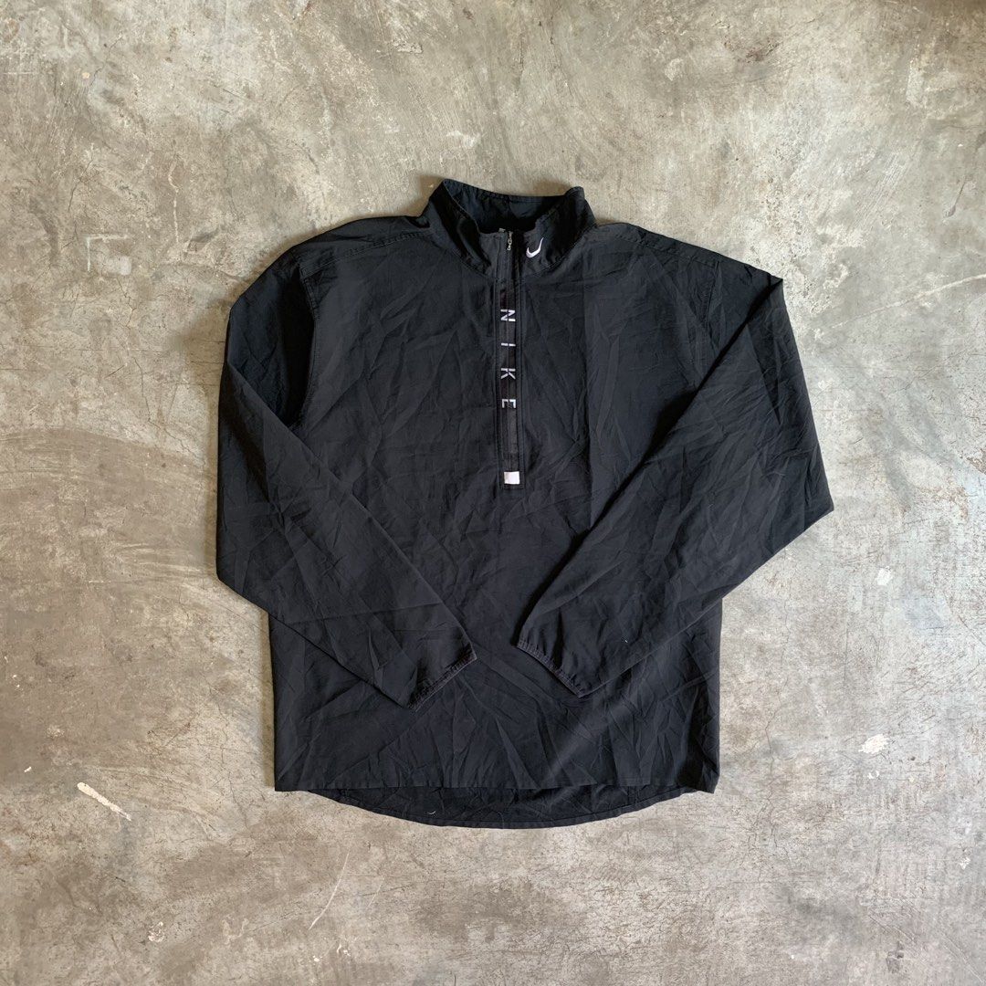 Nike Black Half-Zip Jacket Size L (Category: Coats, Jackets and Outerwear) located in Manila. Submitted by emplysthrift. (Listing ID 1470276237, Image 1). Description: Width "25 Length "29 Good Condition Colorrate: 9.3//10 Flaws: minor scratch / minor sign of usage / crocks Unli vouchers/vc for safe transactions 📲 Location: Laspinas City, Metro Manila, Brngy Talon Uno. 📍 DM IF INTERESTED📥 - Brand: Nike - Style: Black half-zip pullover jacket w