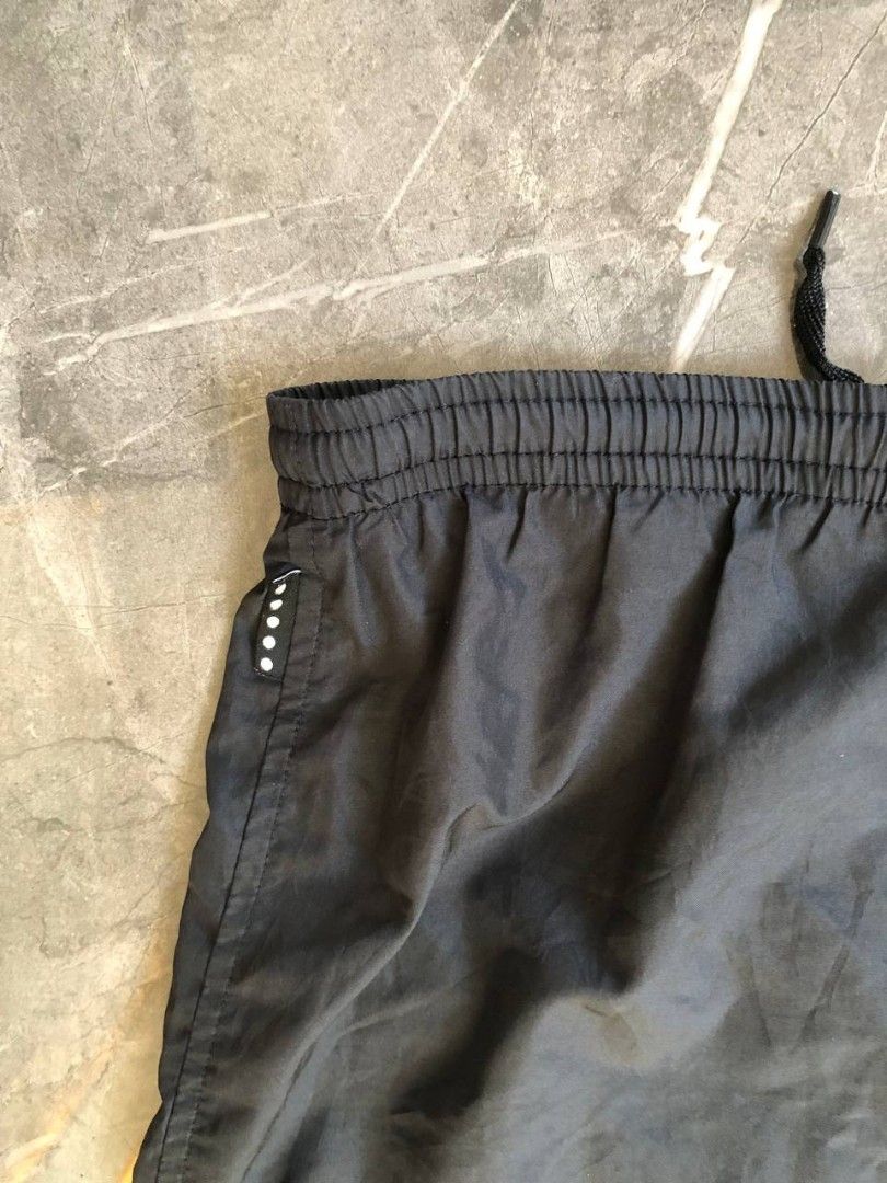 Nike Black Nylon Running Shorts Size M (Category: Shorts) located in Santa Cruz. Submitted by remsonnnc (Listing ID 1470216022, Image 3). Description: - Brand: Nike - Style: Vintage athletic running shorts (Made in Taiwan) - Size: Medium (Fit AU/US 8-10) - Color: Black with small white Nike Swoosh logo on lower left leg - Material: Lightweight nylon - Features: Elastic waistband with adjustable drawstring and built-in liner Waist: 34 Length: 15 H