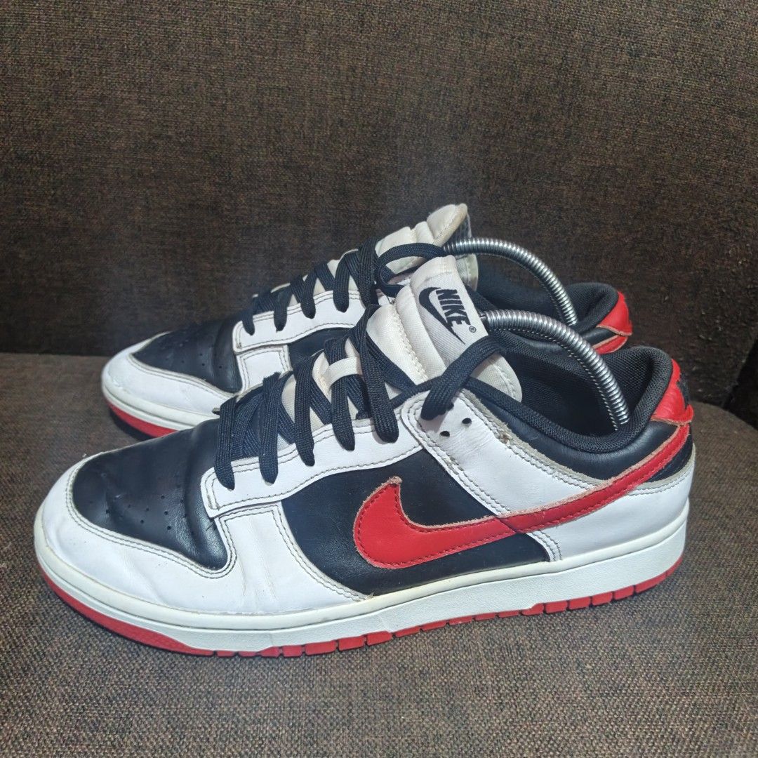 Nike Dunk Low Retro" Black White Red" (Category: Sneakers) located in San Pedro. Submitted by reynardkurtnavela (Listing ID 1470296091, Image 1). Description: PAKIBASA MUNA!! Size 9us/ 42euro Very good condition Slight sign of usage very slight sole sep (not obvious) bawal sa maselan Ukay shoes Authenticity not guarantee P899 only. add shipping fee sa malayo.