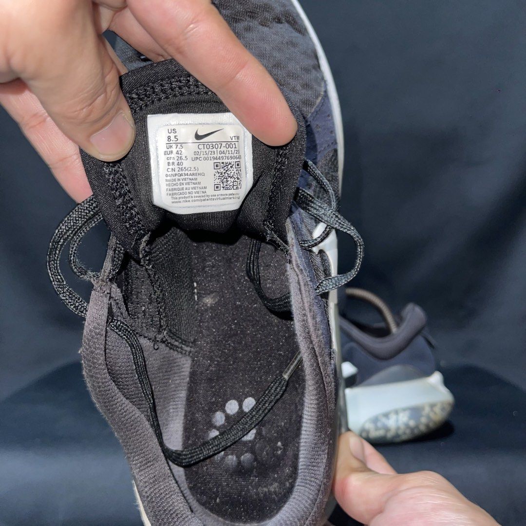 Nike Joyride Dual Run 2 Black US 8.5 (Category: Sneakers) located in Bulacan. Submitted by ogieeee (Listing ID 1470234381, Image 2). Description: - Brand: Nike - Model: Joyride Dual Run 2 - Color: Black with classic white Swoosh - Size: US 8.5 / EUR 42 / CM 26.5 - Cushioning: Signature bead-filled pods visible through translucent outsole - Upper: Lightweight mesh with supportive overlays - Condition: Worn a few times, soles show slight dirt from 