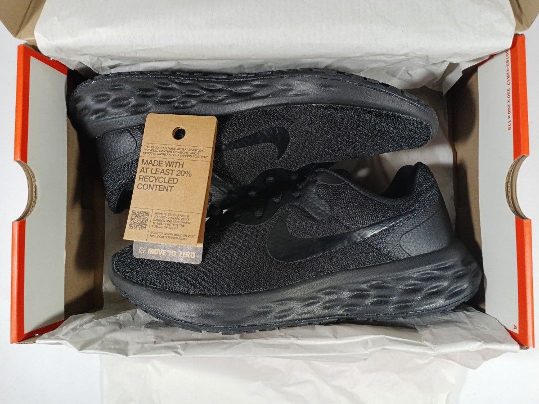 NIKE Revolution 6 running shoes (Category: Sneakers) located in Pasig City. Submitted by game.breaker666 (Listing ID 1470284191, Image 1). Description: NIKE REVOLUTION 6 NN men's running shoes ✅ Size: 8 US/ 26 cm ✅️ COLORWAY: Triple Black ✅ Guaranteed authentic/ legit 💯 ✅ Condition: Used only once. Then kept on storage. Excellent condition. Just like new. ✅️ Complete with original box, tag and paper cover ✅ All pictures posted are actual photos 