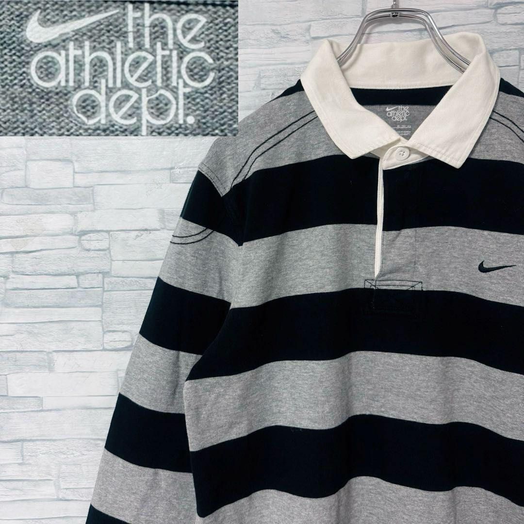 nike striped polo long sleeve (Category: Tshirts & Polo Shirts ) located in Cagayan de Oro. Submitted by neoazai (Listing ID 1470274090, Image 3). Description: width 20 length 30 as new condi Authentic Nike Athletic Dept rugby shirt in classic black and grey stripes. Features a white collar, long sleeves, and a thick cotton build. Perfect for casual everyday wear. PM for measurements!.