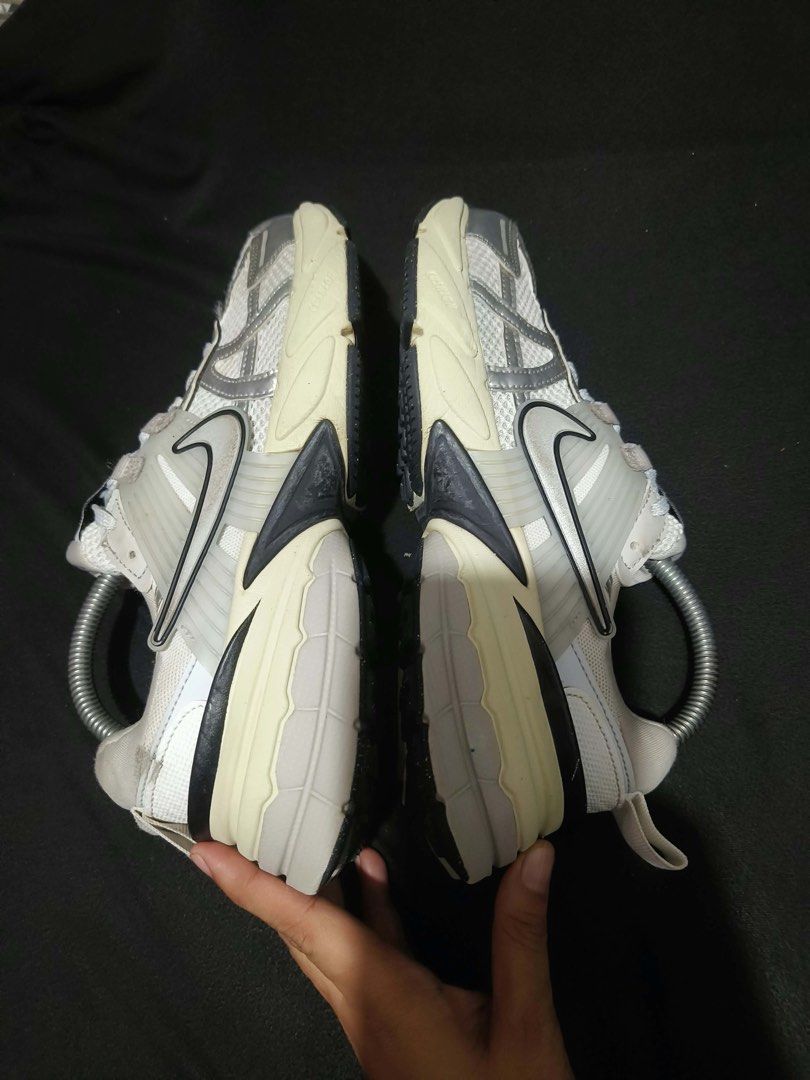 Nike V2K Run Metallic Silver Summit White Sneakers (Category: Sneakers) located in Manila. Submitted by kiyanna.preloved (Listing ID 1470250957, Image 2). Description: - Model: Nike V2K Run - Colorway: Metallic Silver / Summit White - Style: Chunky retro runner with layered mesh and metallic overlays - Condition: Normal wear on soles and midsoles; uppers hold a strong shape with plenty of life left - Perfect everyday pair for comfort and streetwe