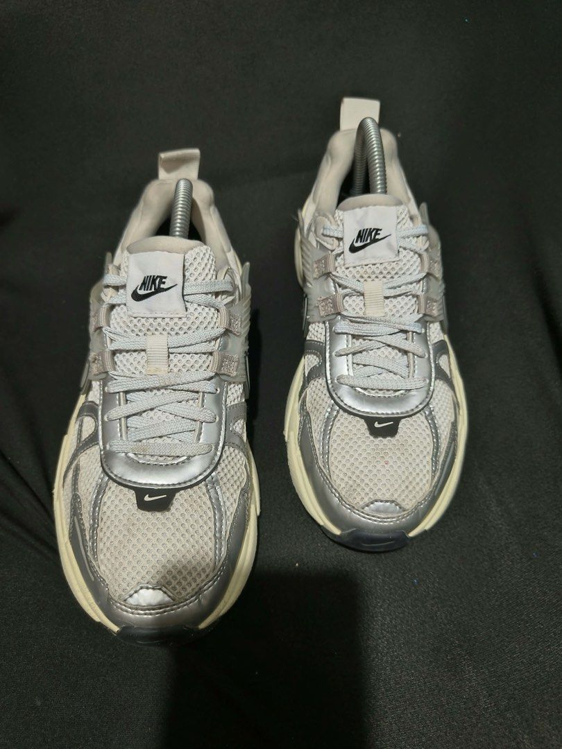 Nike V2K Run Metallic Silver Summit White Sneakers (Category: Sneakers) located in Manila. Submitted by kiyanna.preloved (Listing ID 1470250957, Image 1). Description: - Model: Nike V2K Run - Colorway: Metallic Silver / Summit White - Style: Chunky retro runner with layered mesh and metallic overlays - Condition: Normal wear on soles and midsoles; uppers hold a strong shape with plenty of life left - Perfect everyday pair for comfort and streetwe