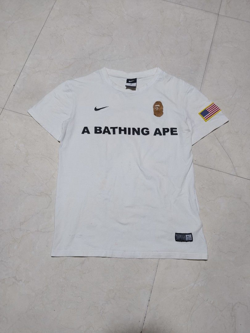 Nike x A Bathing Ape Dri-Fit shirt (Category: Tshirts & Polo Shirts ) located in Mandaue City. Submitted by back2street- (Listing ID 1470316736, Image 1). Description: -Authentic -Stretchable cotton -Need wash stains -Minor hairlines.