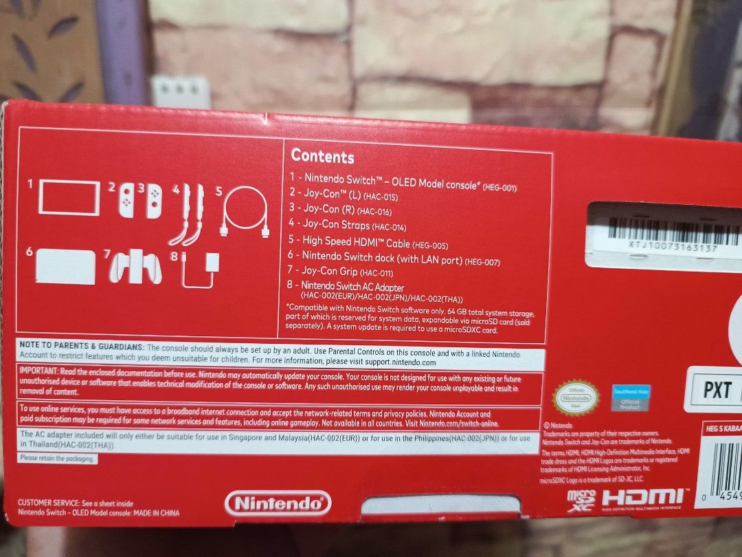 Nintendo Switch OLED Model Console (Category: Nintendo) located in Pasay City. Submitted by janloydp (Listing ID 1470179887, Image 2). Description: - Model: Nintendo Switch OLED Model (Southeast Asia Region) - Condition: Brand new, box opened for checking only (never played/used) - Storage: 64GB - Display: Vibrant 7-inch OLED screen - In the Box: Console, Joy-Con controllers (L/R), Joy-Con grip, Joy-Con straps, Nintendo Switch dock with LAN port,