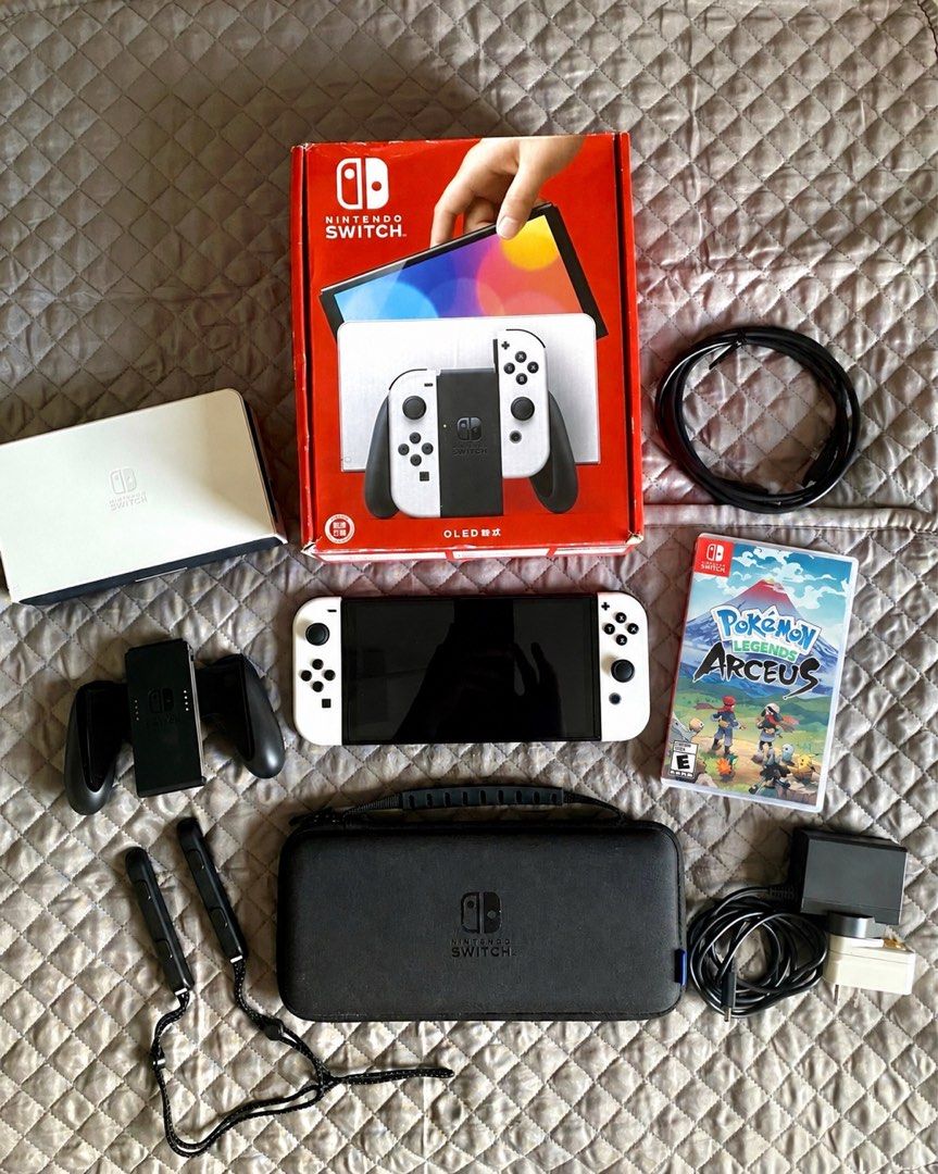 Nintendo Switch OLED White + FREE Pokémon Legends: Arceus (Category: Nintendo) located in Manila. Submitted by ims.sshi (Listing ID 1470308153, Image 1). Description: Looking for a well-maintained Switch OLED? This barely used unit has no known issues and comes with FREE extras! ✓ Complete set with original box and accessories ✓ FREE Pokémon Legends: Arceus physical game ✓ FREE 128GB microSD card ✓ FREE carrying case 📍 Meet-up: SM North EDSA or 