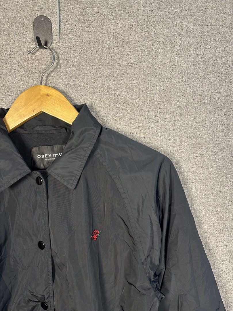 OBEY COACH JACKET (Category: Coats, Jackets and Outerwear) located in Rizal. Submitted by jamesthrift (Listing ID 1470167446, Image 2). Description: OBEY COACH JACKET Size : M Dimes: -width 21 -length 22 Condition: excellent Color Rate: 9.5 Issue: none 🏷️349+sf.