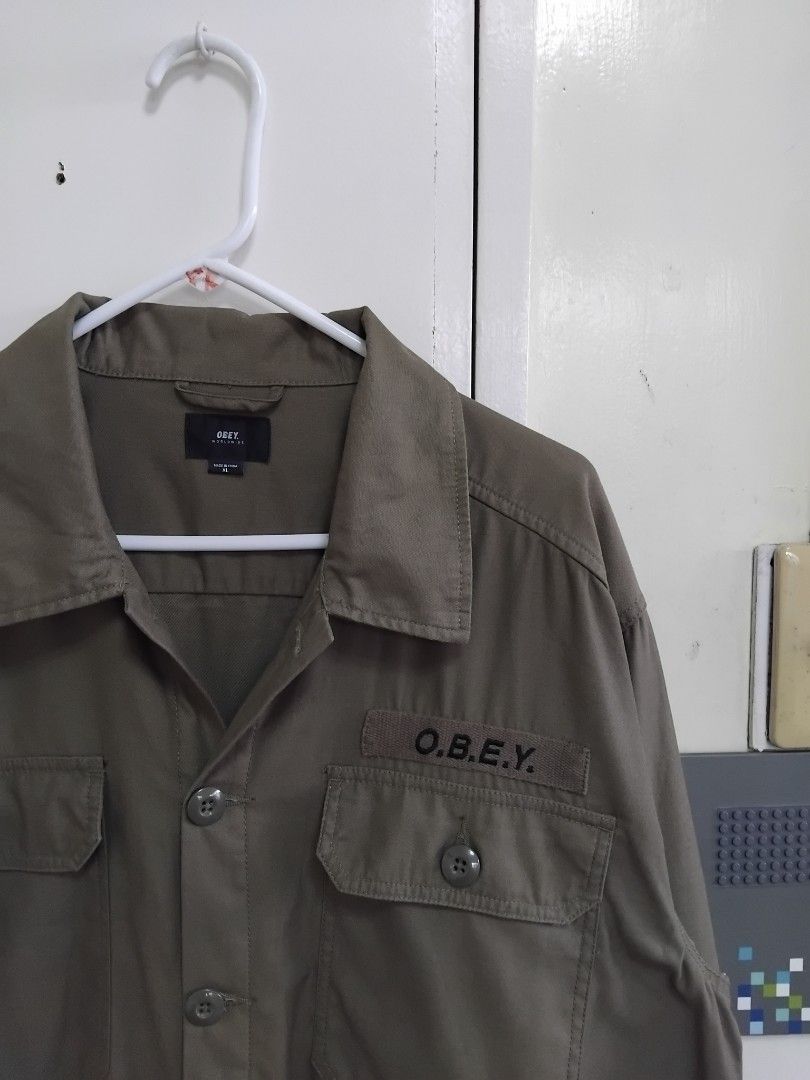 Obey Military Station Jacket (Category: Coats, Jackets and Outerwear) located in Pasig City. Submitted by hustlexcurate (Listing ID 1470171143, Image 3). Description: Obey Military Station Jacket Size XL Dimensions: 25X31.