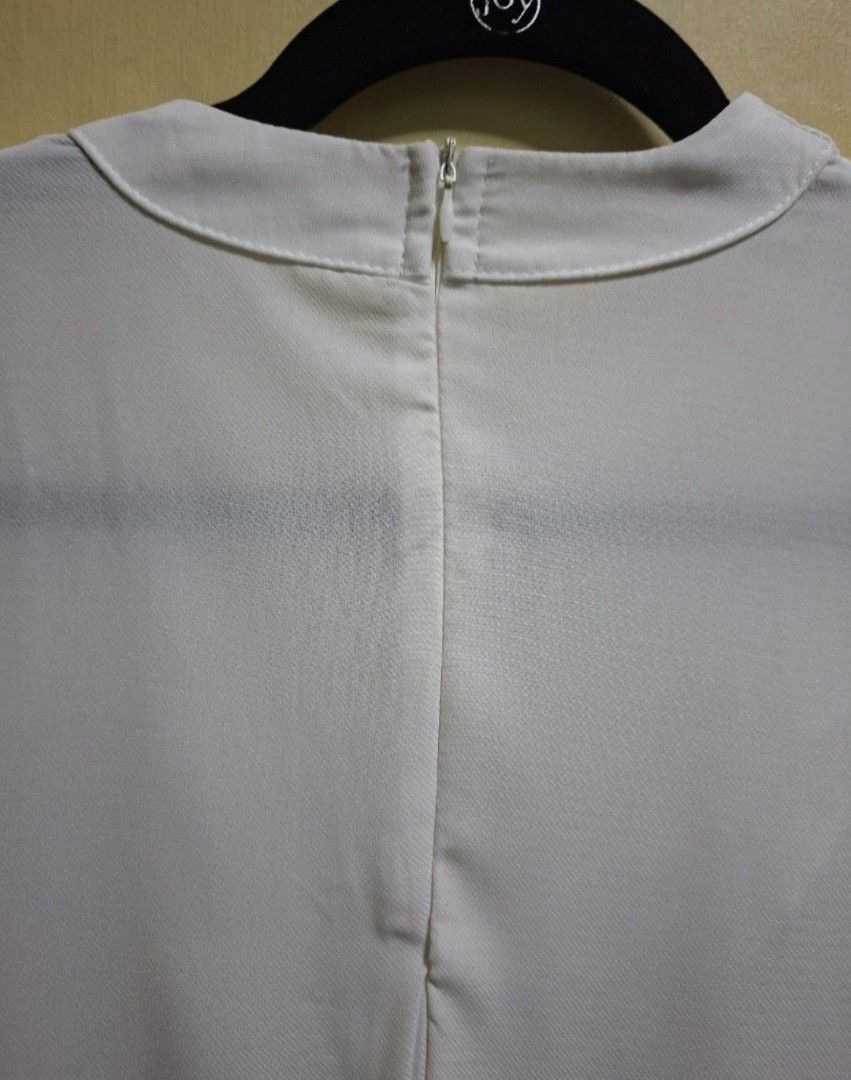 Off White Korean Dress (Category: Dresses) located in Manila. Submitted by thrifter_lifestyle (Listing ID 1470164155, Image 3). Description: Brand: See Tag 🙂 (bought in Korea) Long sleeves Zipper in back Pretty Ruffles on deck and skirt (see photo) Slightly above knee- length Can be worn as is, but also perfect with tights or pants Actual Color: Ecru / Off White B: 40" W: 40" L: 34" No issues 😀 RFS: no longer fits me, so no worn photos..