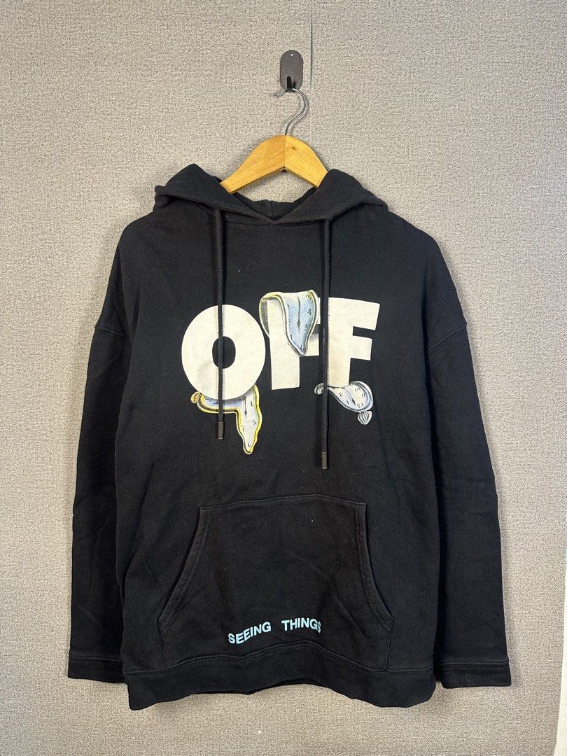 OFF WHITE MAIN LABEL HOODIE JACKET (Category: Coats, Jackets and Outerwear) located in Rizal. Submitted by jamesthrift (Listing ID 1470163786, Image 1). Description: OFF WHITE MAIN LABEL HOODIE JACKET Size : L Dimes: -width 21 -length 27 Condition: Very good Color Rate: 9 Issue: not noticeable pin hole 🏷️399+sf.