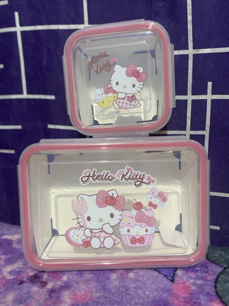 Official from Miniso Hello Kitty Tupperware Set (Category: Character Goods) located in Bulacan. Submitted by cute.finds.ph (Listing ID 1470269991, Image 1). Description: —OFFICIAL FROM MINISO —similar to lock & lock —2pcs/ set.