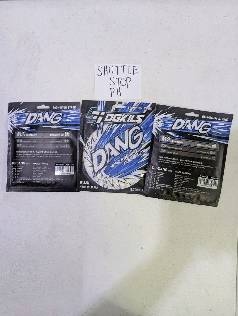 OGKILS DANG Badminton String (0.70mm) (Category: Racket and Ball Sports) located in Manila. Submitted by shuttlestopph (Listing ID 1470216767, Image 1). Description: Similar to Yonex BG65 The OGKILS DS-DANG is a ultra-durable 0.70mm badminton string designed for maximum lifespan and high tension resistance. It delivers a hard hit-feel and a loud, satisfying metallic sound upon impact Suited for Control and Defensive players and Power Attacking pl